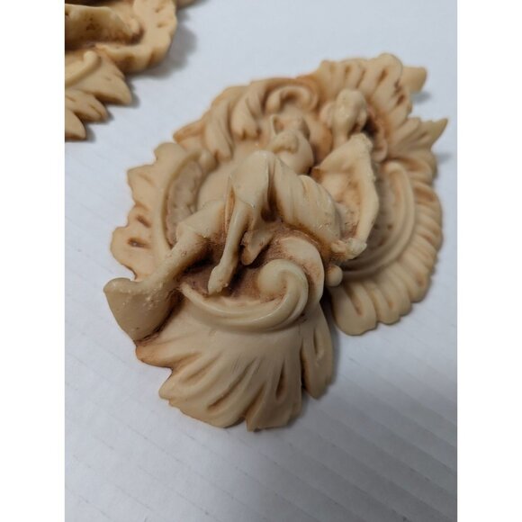 Italian Lava Stone tuff Resin Wall Plaques Musical Figures - Set Of 2 9 inch - Picture 2 of 14